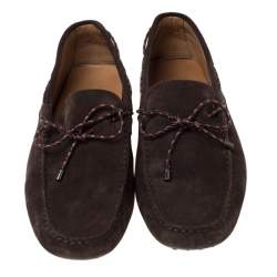 Pre Owned حذاء لوفرز تودز سليب أون فيونكة مضفر سويدي بني مقاس 42