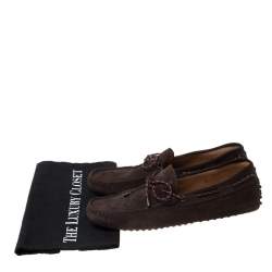 Pre Owned حذاء لوفرز تودز سليب أون فيونكة مضفر سويدي بني مقاس 42