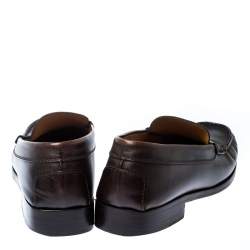 Pre Owned حذاء لوفرز تودز بيني جلد بني داكن مقاس 44.5