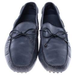 Tod’s Grey Leather Bow Slip On Loafers Size 45.5