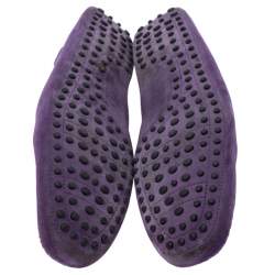 Pre Owned حذاء لوفرز تودز سليب بفيونكة جلد وسويدي بنفسجي مقاس 45.5