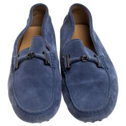 Pre Owned Tod's Blue Suede Bit Loafers Size 44.5