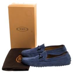 Pre Owned Tod's Blue Suede Bit Loafers Size 44.5