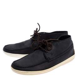 Tod's Navy Blue Nubuck Leather Lace High Top Sneakers Size 41.5