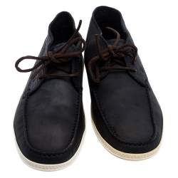 Tod's Navy Blue Nubuck Leather Lace High Top Sneakers Size 41.5