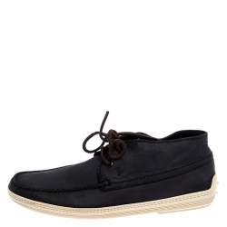 Tod's Navy Blue Nubuck Leather Lace High Top Sneakers Size 41.5