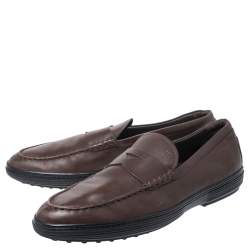 Tod's Brown Leather Slip On Penny Loafers Size 44