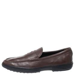 Tod's Brown Leather Slip On Penny Loafers Size 44