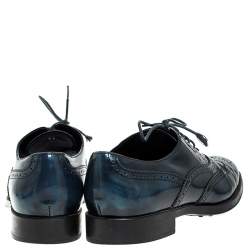 Tod's Two Tone Blue/Black Leather Lace Up Brogue Oxfords Size 41