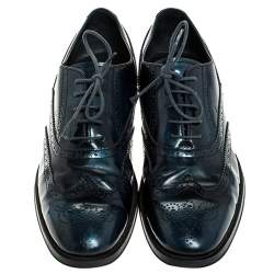Tod's Two Tone Blue/Black Leather Lace Up Brogue Oxfords Size 41