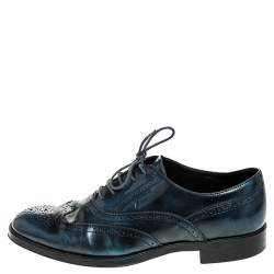Tod's Two Tone Blue/Black Leather Lace Up Brogue Oxfords Size 41