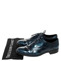 Tod's Two Tone Blue/Black Leather Lace Up Brogue Oxfords Size 41