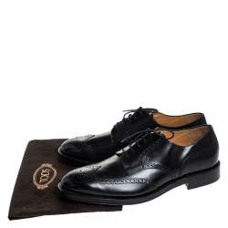 Pre Owned Tod's Black Brogue Leather Lace Up Oxfords Size 47