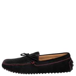 Pre Owned Tod's for Ferrari Black Suede Bow Loafers Size 44