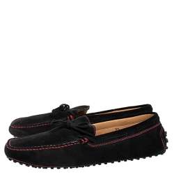 Pre Owned Tod's for Ferrari Black Suede Bow Loafers Size 44