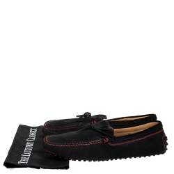 Pre Owned Tod's for Ferrari Black Suede Bow Loafers Size 44