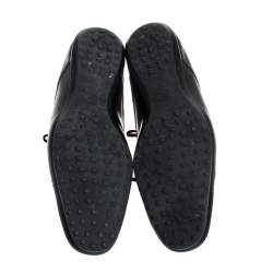 Pre Owned Tod's Black Leather Brogue Detail Lace Up Derby Size 43