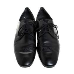 Pre Owned Tod's Black Leather Brogue Detail Lace Up Derby Size 43