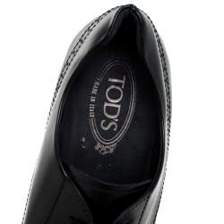 Pre Owned Tod's Black Leather Brogue Detail Lace Up Derby Size 43