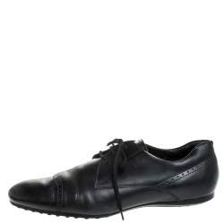 Pre Owned Tod's Black Leather Brogue Detail Lace Up Derby Size 43
