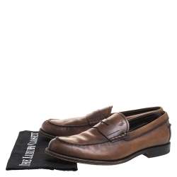Pre Owned Tod's Brown Leather Penny Loafers Size 42.5