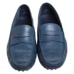 Pre Owned Tod’s Blue Leather Penny Loafers Size 42.5