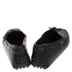 Pre Owned Tod's Black Leather Gommino Bow Loafers Size 41