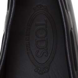 Pre Owned Tod's Black Leather Gommino Bow Loafers Size 41