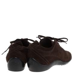 Tod's Brown Suede Lace Up Sneakers Size 40