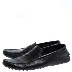 Pre Owned حذاء درايفنغ لوفرز موكاسين تودز جلد أسود جوميني مقاس 42
