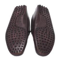 Pre Owned Tod's Brown Perforated Leather Gommino Loafer Size 42