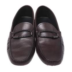 Pre Owned Tod's Brown Perforated Leather Gommino Loafer Size 42