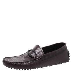 Pre Owned Tod's Brown Perforated Leather Gommino Loafer Size 42