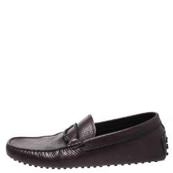 Pre Owned Tod's Brown Perforated Leather Gommino Loafer Size 42