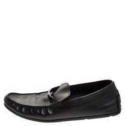 Pre Owned Tod's Black Leather Gommino Loafers Size 45.5