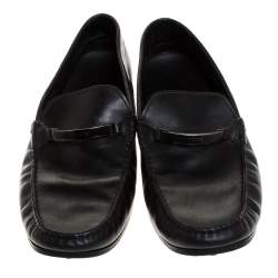 Pre Owned Tod's Black Leather Gommino Loafers Size 45.5
