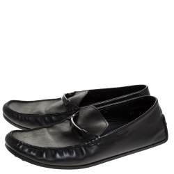 Pre Owned Tod's Black Leather Gommino Loafers Size 45.5