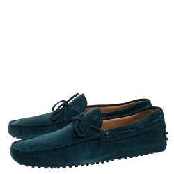 Pre Owned حذاء لوفرز تودز City Gommino Driving سويدي أخضر داكن مقاس 44.5