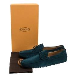 Pre Owned حذاء لوفرز تودز City Gommino Driving سويدي أخضر داكن مقاس 44.5