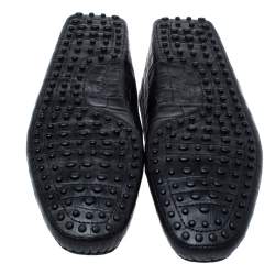 Pre Owned Tod's Black Croc Embossed Leather Double T Loafer Size 42.5