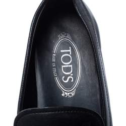 Pre Owned Tod's Black Leather Penny Loafers Size 44.5