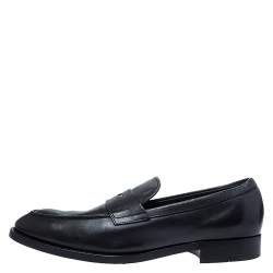 Pre Owned Tod's Black Leather Penny Loafers Size 44.5