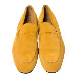Pre Owned Tod's Mustard Suede Penny Loafers Size 44.5