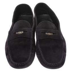 Pre Owned Tod’s Dark Blue Suede Penny Loafers Size 44