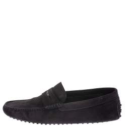 Pre Owned Tod’s Dark Blue Suede Penny Loafers Size 44