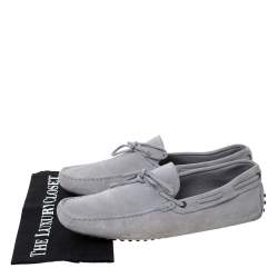 Pre Owned Tod's Grey Suede Bow Detail Driving Loafers Size 45