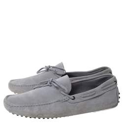 Pre Owned Tod's Grey Suede Bow Detail Driving Loafers Size 45