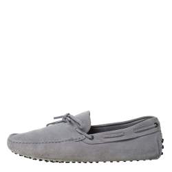 Pre Owned Tod's Grey Suede Bow Detail Driving Loafers Size 45