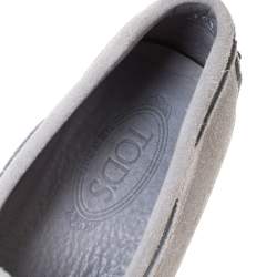 Pre Owned Tod's Grey Suede Bow Detail Driving Loafers Size 45