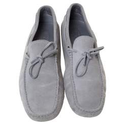 Pre Owned Tod's Grey Suede Bow Detail Driving Loafers Size 45